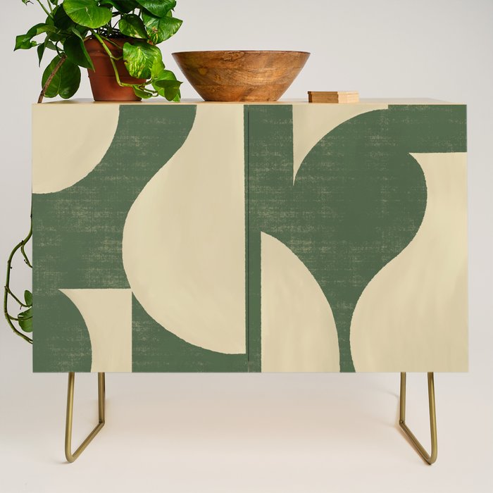 Abstract Vase Collage - Deep Green Credenza