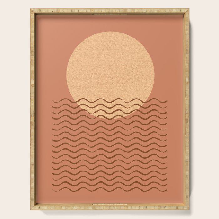 Ocean Wave Terracotta - Mid Century Modern Serving Tray