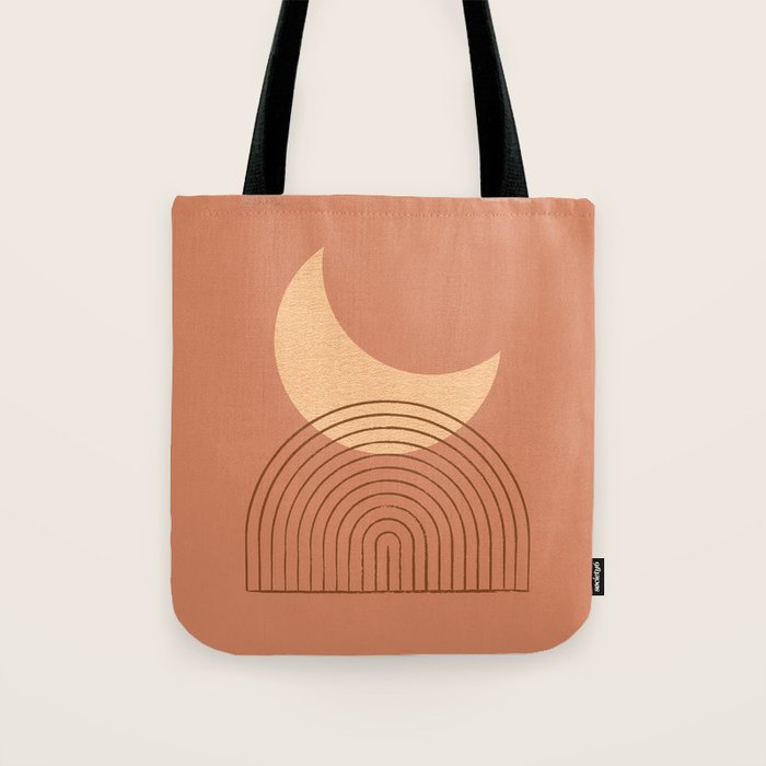 Moon Mountain Terra Orange - Mid Century Modern Tote Bag