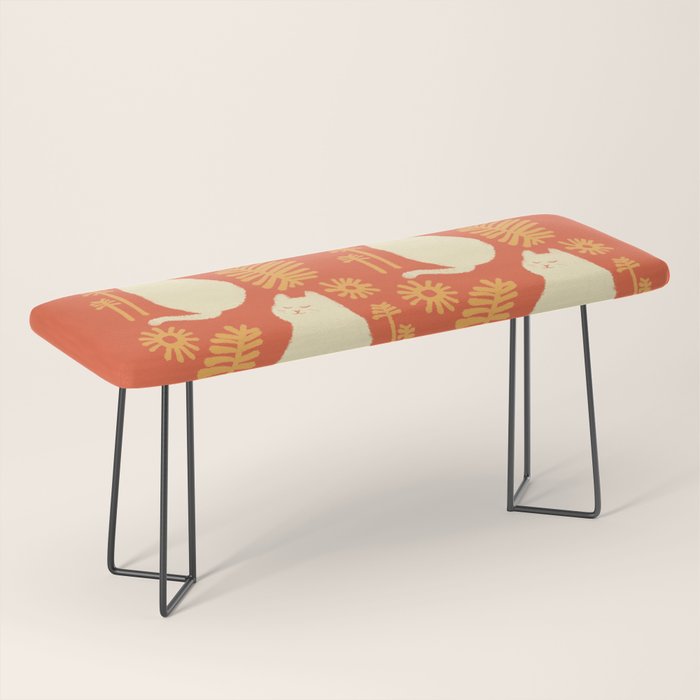 Abstraction Minimal Cat 27red Happy Go Lucky Bench