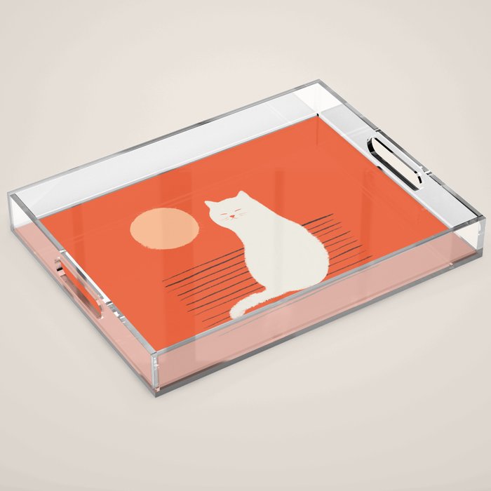 Abstraction Minimal Cat 31 Relax Day Acrylic Tray