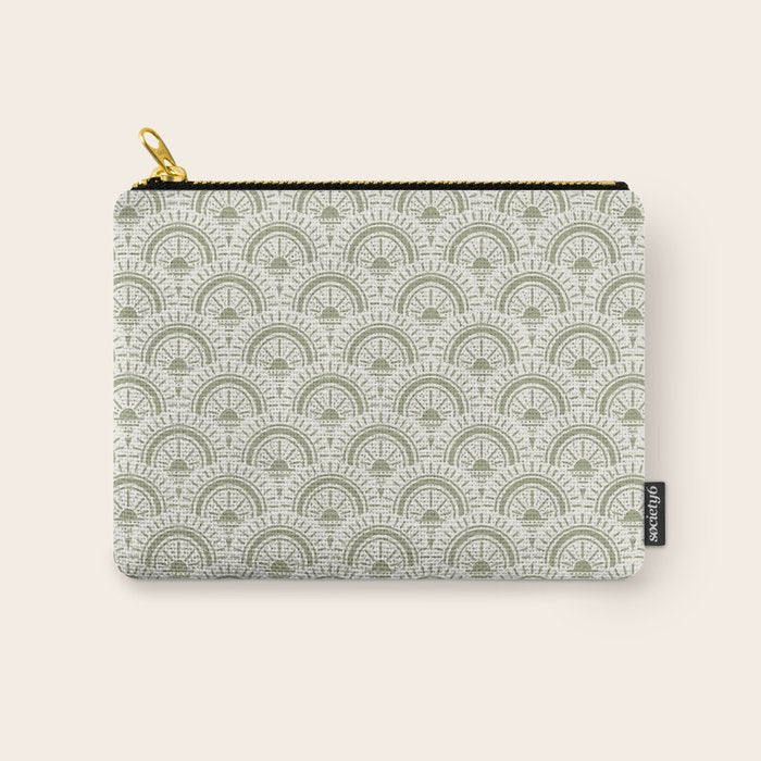 Surfside Deco . Lush Green On Neutral Carry All Pouch