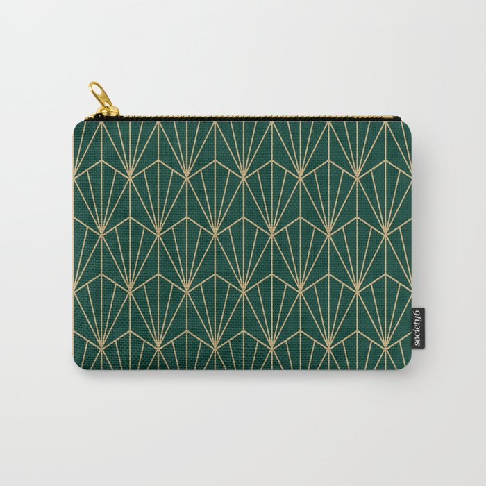 Art Deco Vector In Green And Gold Carry All Pouch