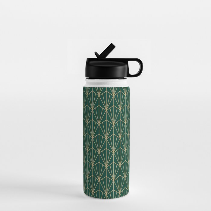 Art Deco Vector In Green And Gold Water Bottle