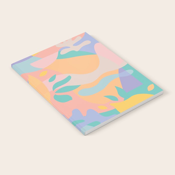 Lemons In Amalfi / Abstract Shapes, Pink, Turquoise, Yellow, Lavender Notebook