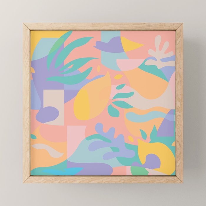 Lemons In Amalfi / Abstract Shapes, Pink, Turquoise, Yellow, Lavender Mini Art Print