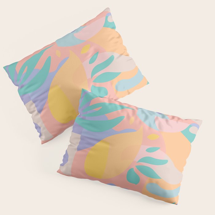Lemons In Amalfi / Abstract Shapes, Pink, Turquoise, Yellow, Lavender Pillow Sham