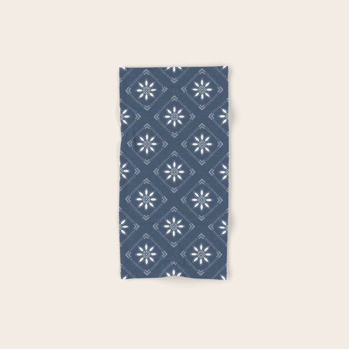 Scandinavian Classic Blue Squares Bath Towel