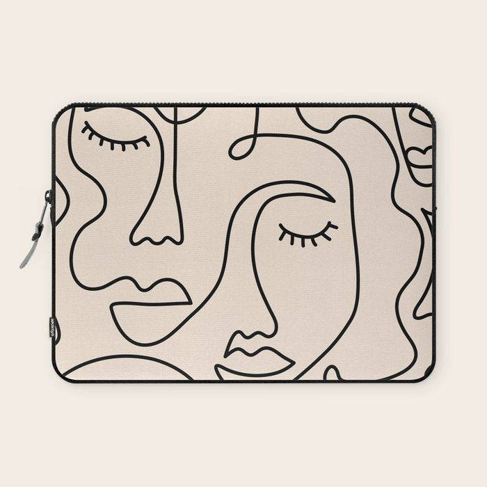 Abstract Single Line Face  Laptop Sleeve
