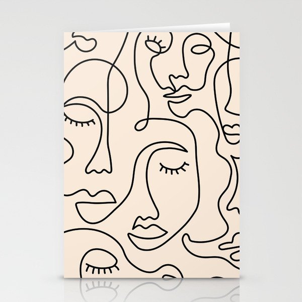 Abstract Single Line Face  Stationery Card