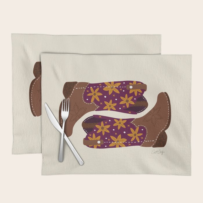 Cowgirl Boots - Fuchsia & Orange Placemat