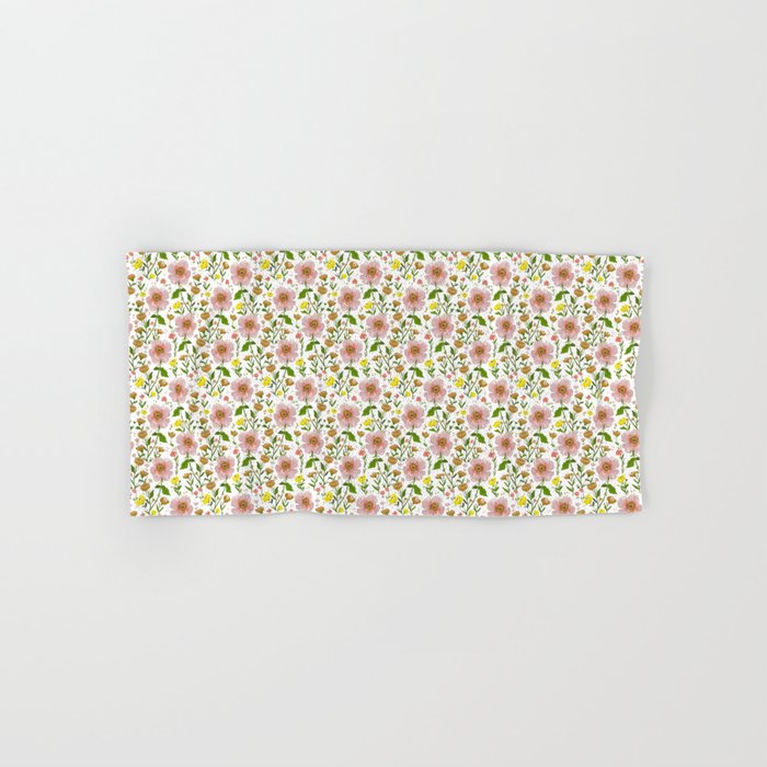 Summer Floral - Pink & Yellow Bath Towel