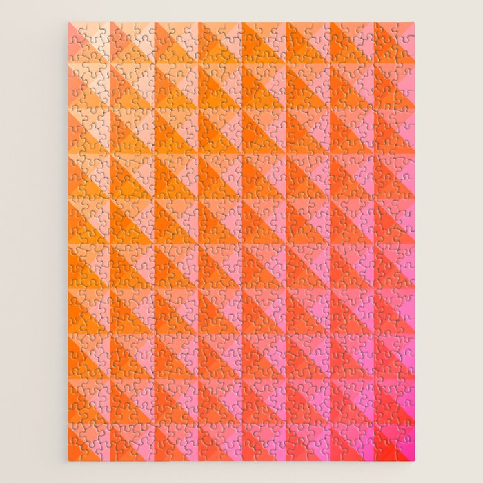 Geometric Gradient In Pink And Orange Jigsaw Puzzle