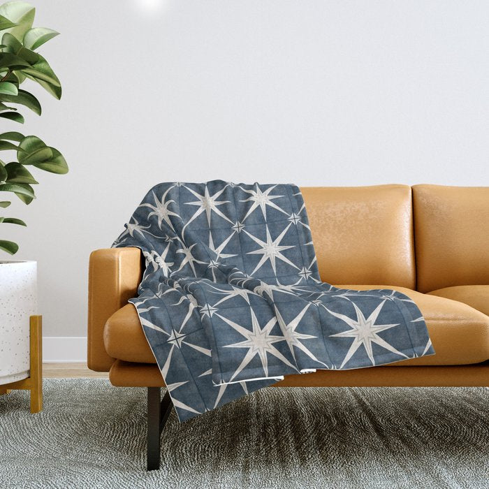 Arlo Star Tile - Stone Blue Throw Blanket