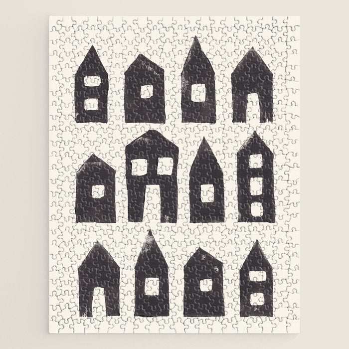 Tiny Houses #1 | Hand-Printed Linocut Jigsaw Puzzle