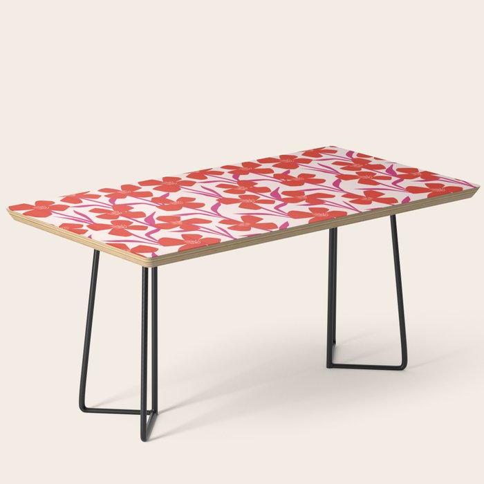 Red And Pink Floral Pattern Coffee Table