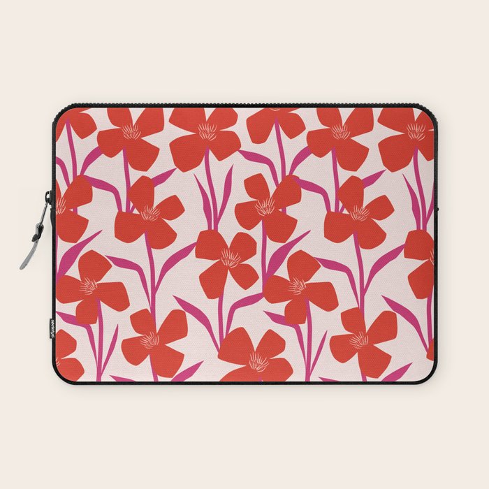 Red And Pink Floral Pattern Laptop Sleeve