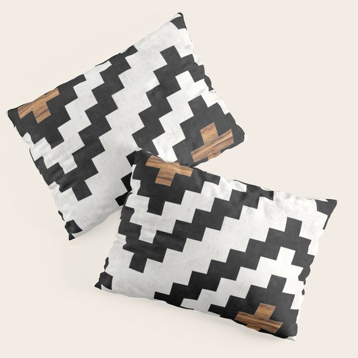 Urban Tribal Pattern No.16 - Aztec - Concrete And Wood Pillow Sham