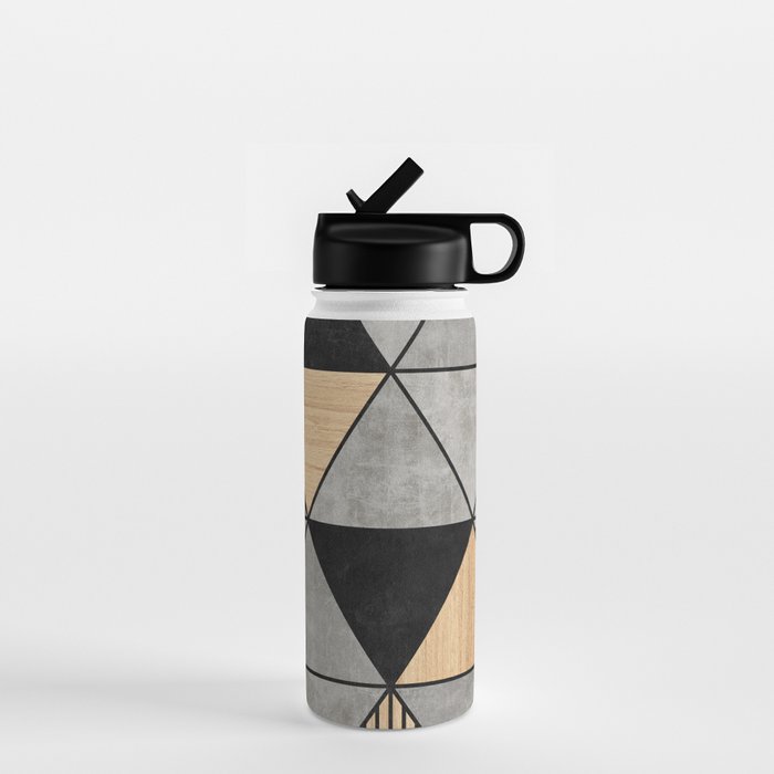 Concrete And Wood Triangles 2 Water Bottle