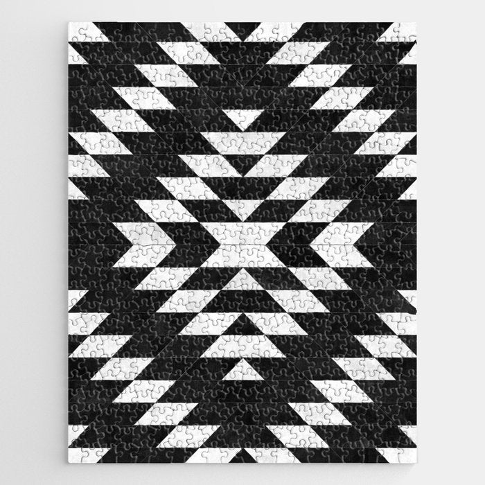 Urban Tribal Pattern No.14 - Aztec - Black Concrete Jigsaw Puzzle