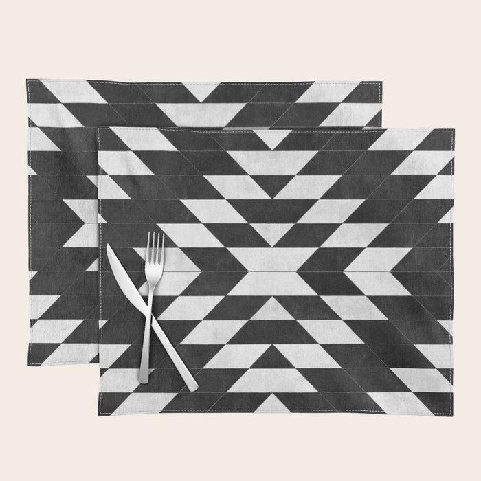 Urban Tribal Pattern No.14 - Aztec - Black Concrete Placemat
