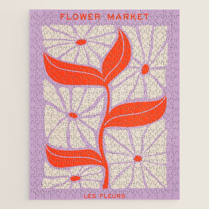 Plum & Flamingo: Les Fleurs | Flower Market Color Series 06 Jigsaw Puzzle