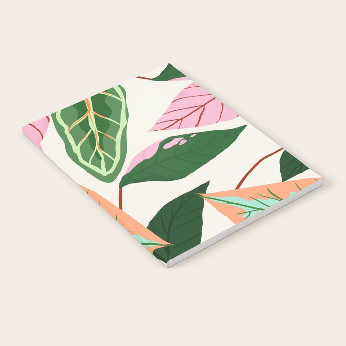 The Inseparable V.01, Nature Botanical Plants, Blush Leaves Modern Boho, Pastel Illustration Garden Notebook