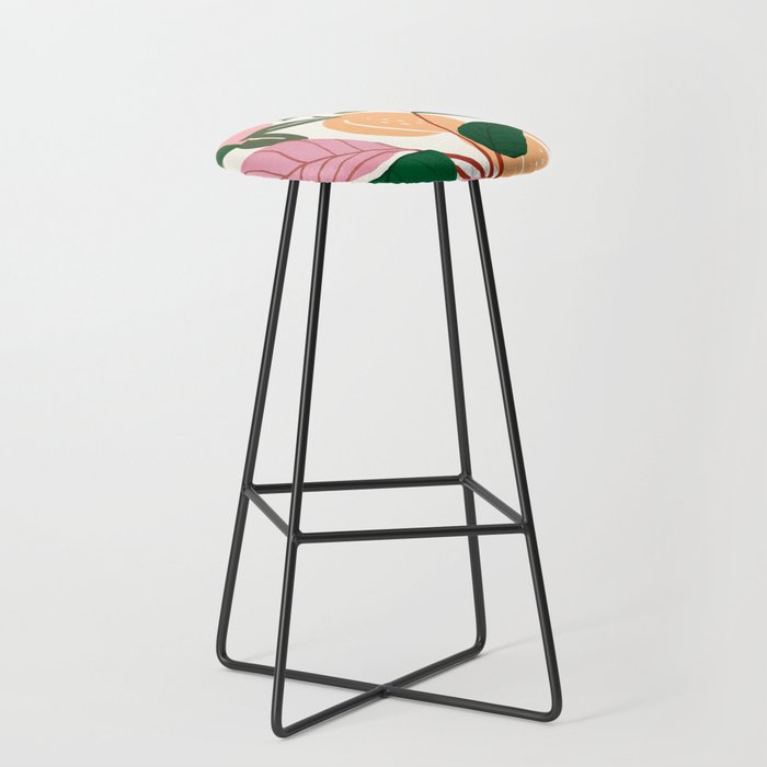 The Peach Garden , Vintage Botanical Tropical Jungle, Fruits Plants Pastel Summer Forest Stool