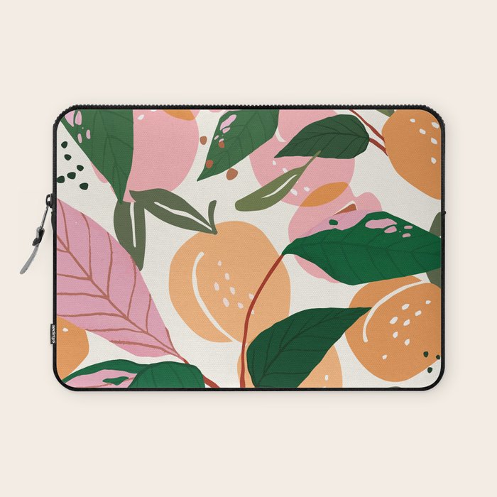 The Peach Garden , Vintage Botanical Tropical Jungle, Fruits Plants Pastel Summer Forest Laptop Sleeve