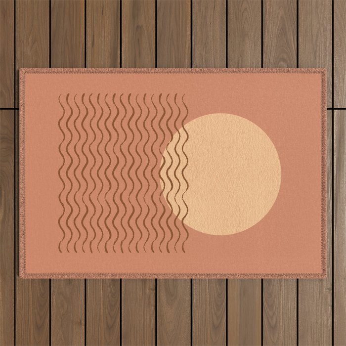 Ocean Wave Terracotta - Mid Century Modern Outdoor Rug