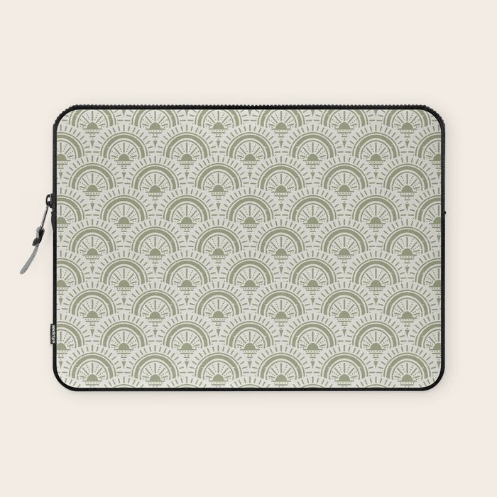 Surfside Deco . Lush Green On Neutral Laptop Sleeve