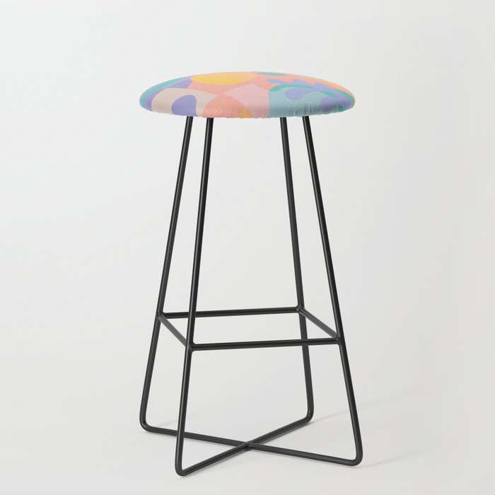 Lemons In Amalfi / Abstract Shapes, Pink, Turquoise, Yellow, Lavender Stool