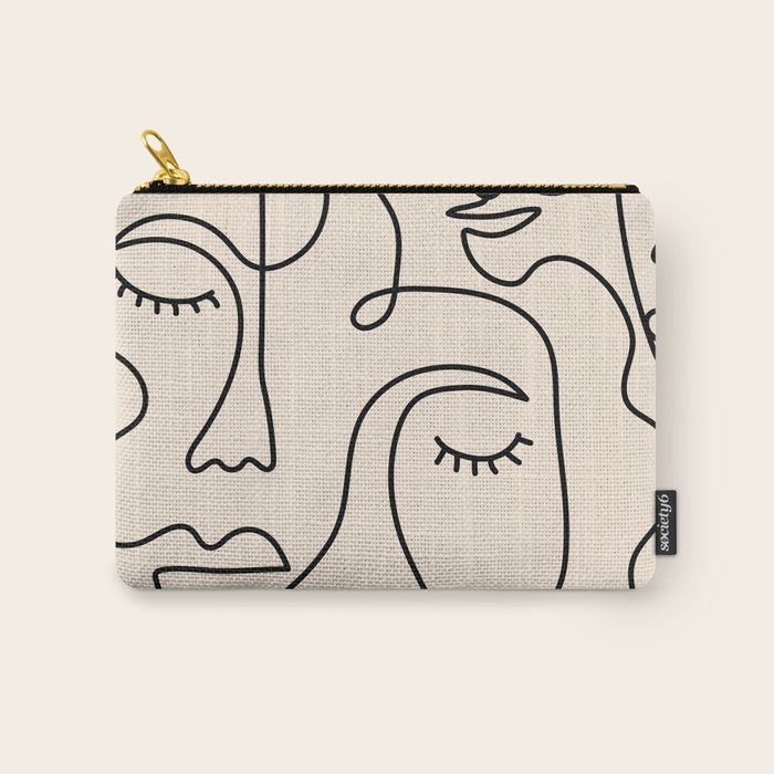 Abstract Single Line Face  Carry All Pouch