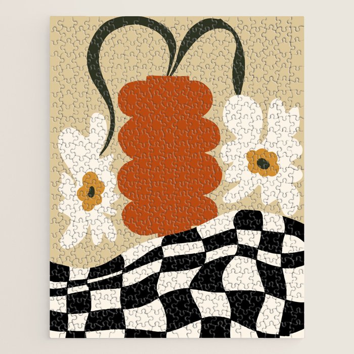 Vintage Matisse Floral Check  Jigsaw Puzzle