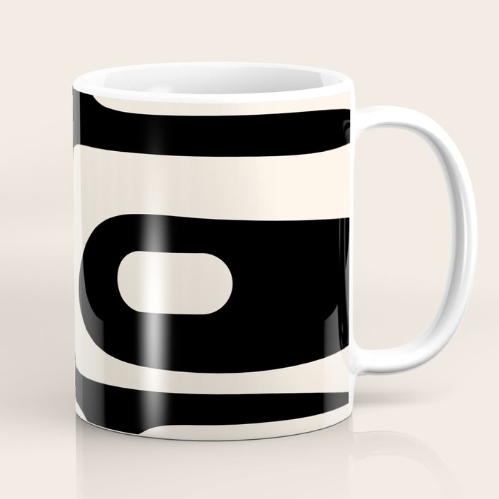 Mid Century Modern Piquet Abstract Pattern In Black And Almond Cream Coffee Mug