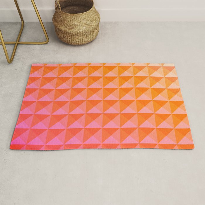 Geometric Gradient In Pink And Orange Rug