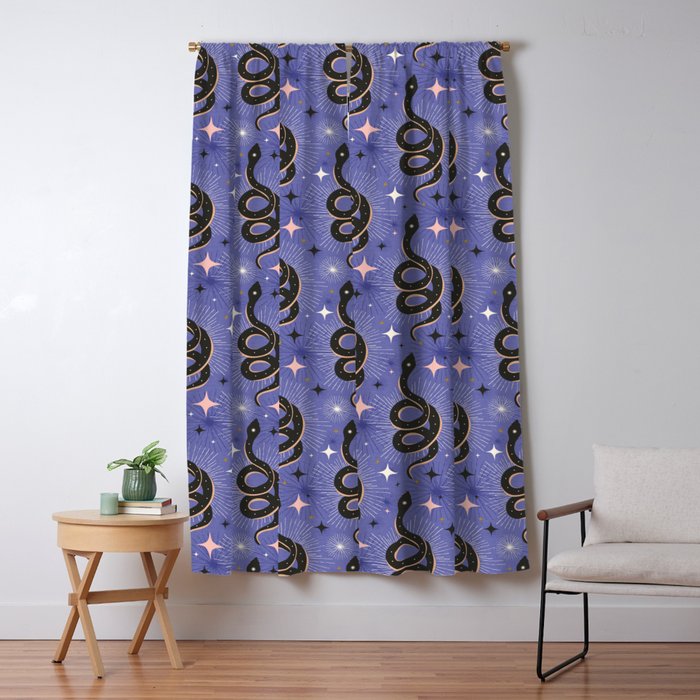 Slither Through The Stars Very Peri Window Curtain