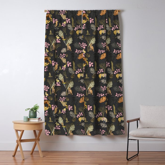 Colorful Forest Animals F Window Curtain