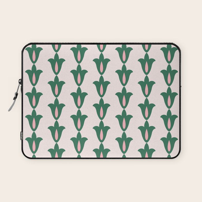 Retro Green Floral Pattern Laptop Sleeve
