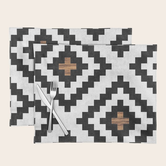 Urban Tribal Pattern No.16 - Aztec - Concrete And Wood Placemat