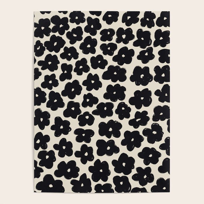 Daisies Pattern No.1 | Black White Poster