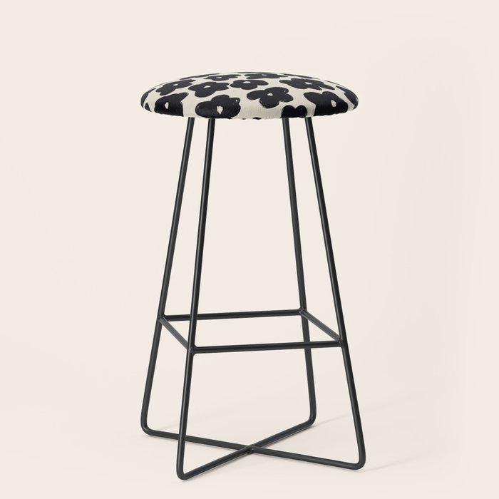 Daisies Pattern No.1 | Black White Stool