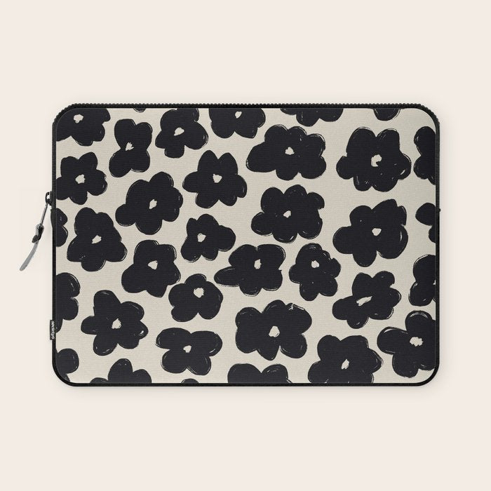 Daisies Pattern No.1 | Black White Laptop Sleeve