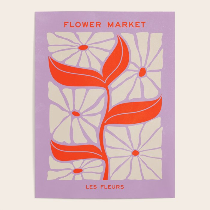 Plum & Flamingo: Les Fleurs | Flower Market Color Series 06 Poster