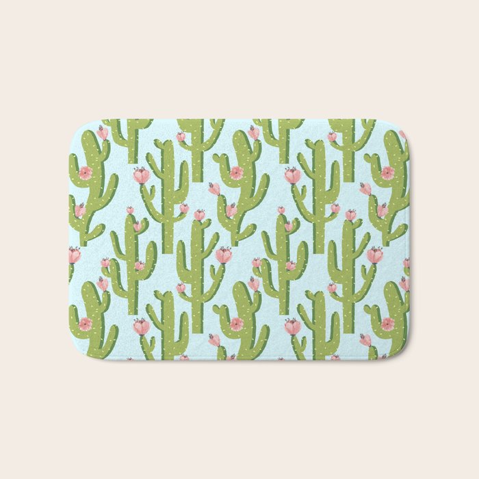 Summer Cactus #Illustration #Cactus Bath Mat