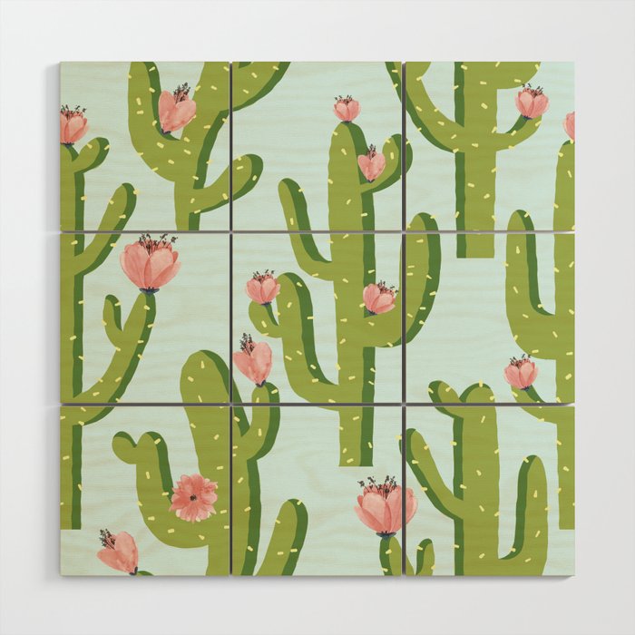 Summer Cactus #Illustration #Cactus Wood Wall Art