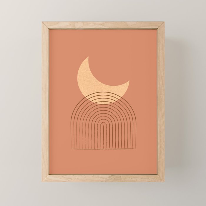 Moon Mountain Terra Orange - Mid Century Modern Mini Art Print