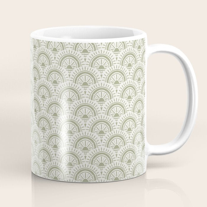Surfside Deco . Lush Green On Neutral Coffee Mug