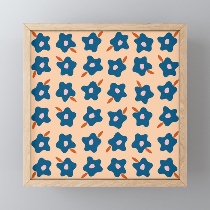 Wonky Blue Spring Flowers Mini Art Print