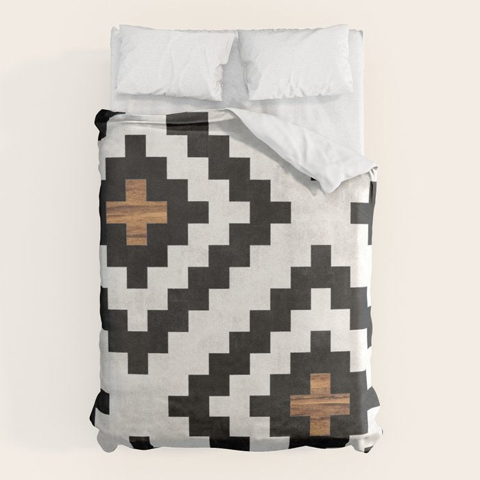 Urban Tribal Pattern No.16 - Aztec - Concrete And Wood Duvet Cover